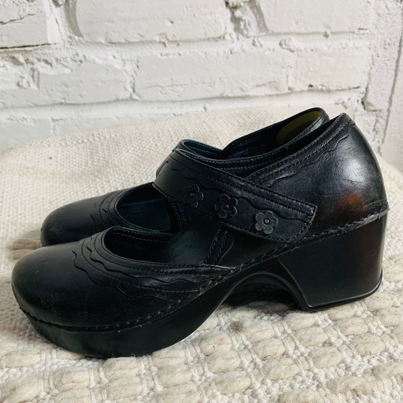 Dansko Leather Clog Flower Velcro Mary Janes - Picture 2 of 6